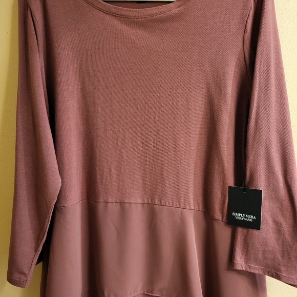 Simply Vera Wang  cotton and chiffon peplum top, XL/XXL, - Picture 4 of 6